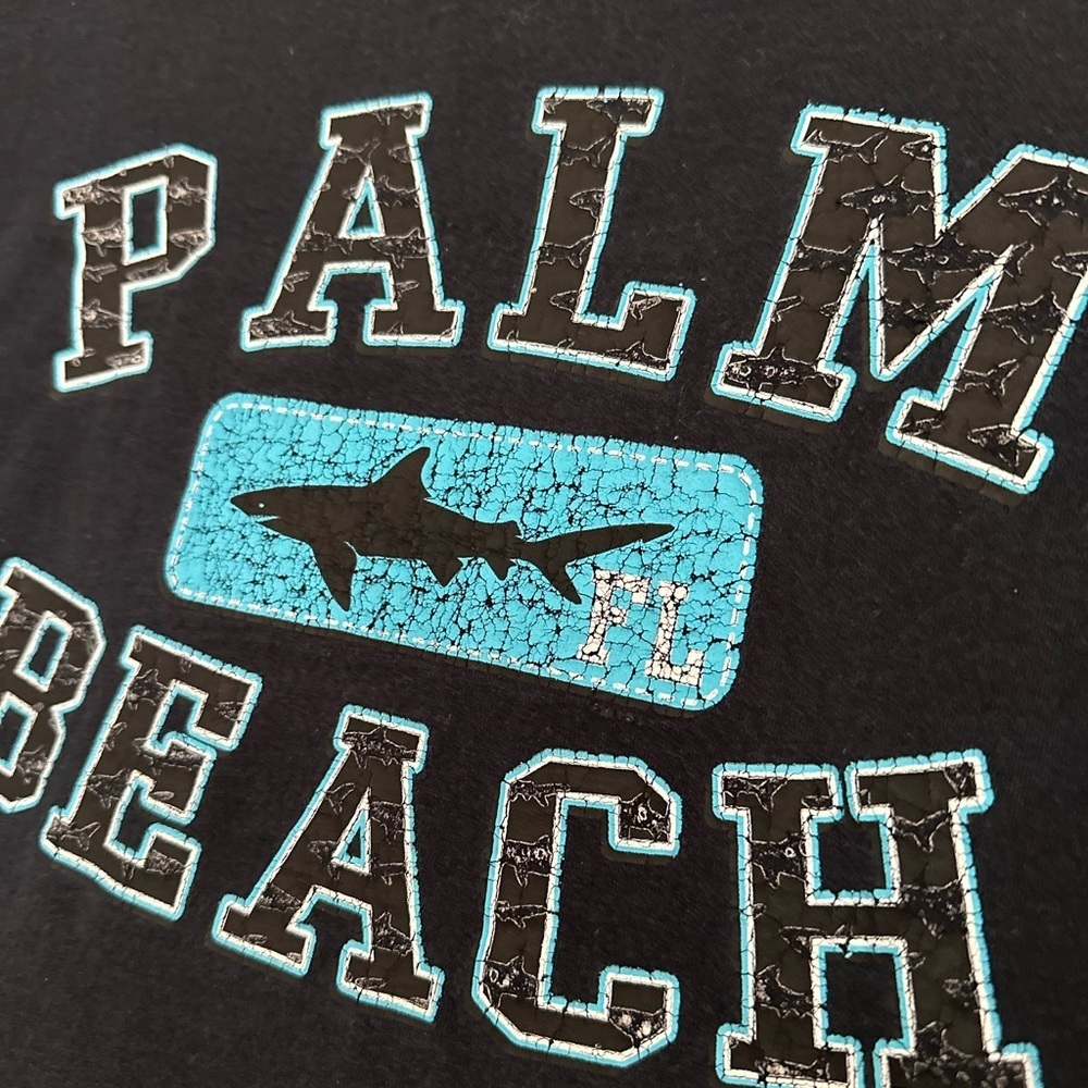Vintage 90s / Y2K Fruit Of the Loom Palm Beach Graphic Black Short Sleeve Tee. - Picture 7 of 8